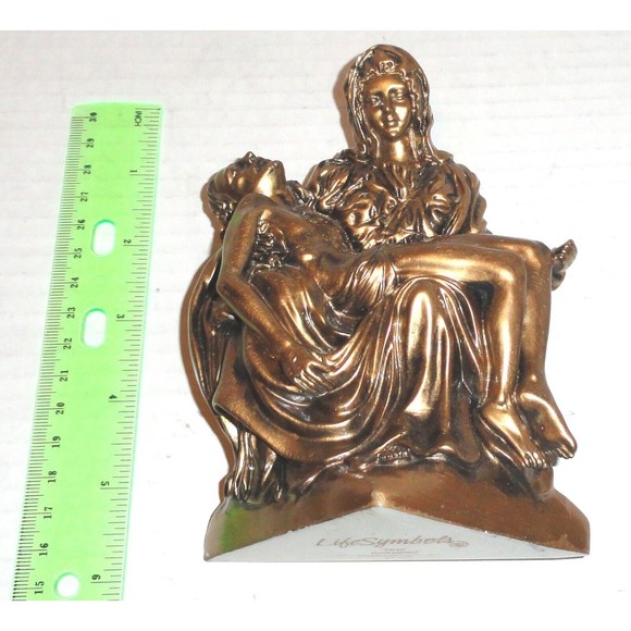 Life Symbols "Pieta" Mary Holding Jesus 6.25" Tall Hand-Painted Statue (1999) - Picture 2 of 6